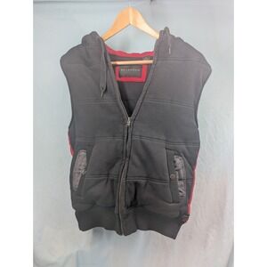 Sean Jean Hooded Vest Black Red Mens Size Medium